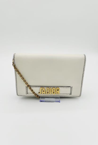 Christian Dior J'Adior Calfskin Ivory Wallet on a Chain