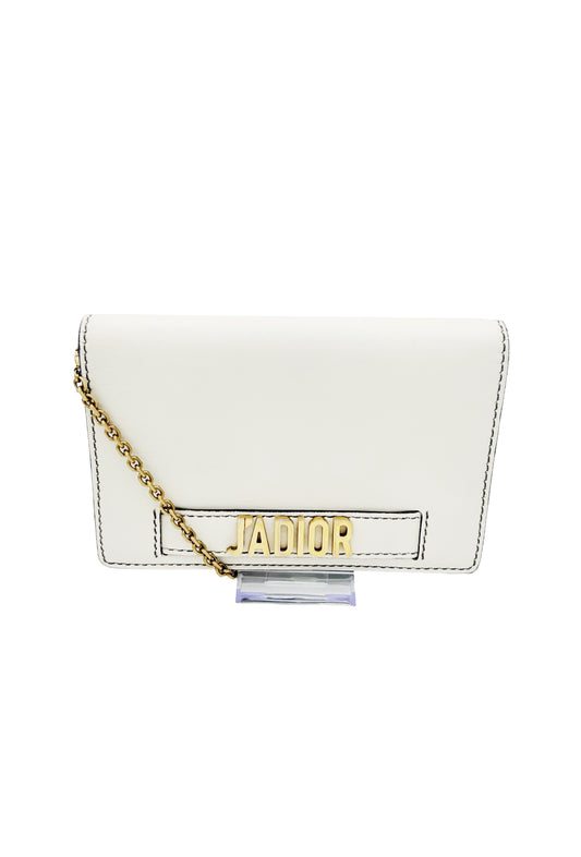 Christian Dior J'Adior Calfskin Ivory Wallet on a Chain