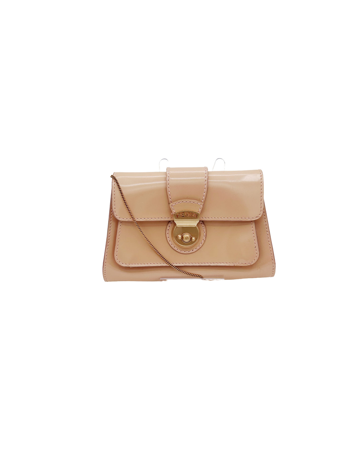 Fendi Pink Trapeze Shaped Wallet on a Chain